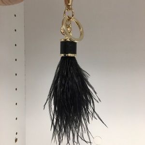 Brahmin Black Feather purse charm